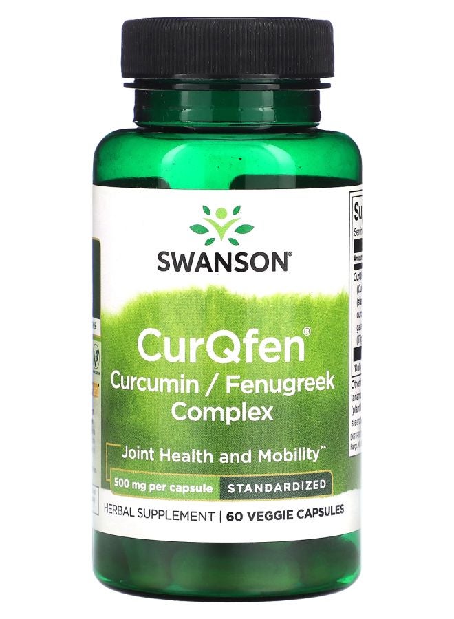 SWANSON CurQfen Curcumin/Fenugreek Complex Standardized 500 mg 60 Veggie Capsules