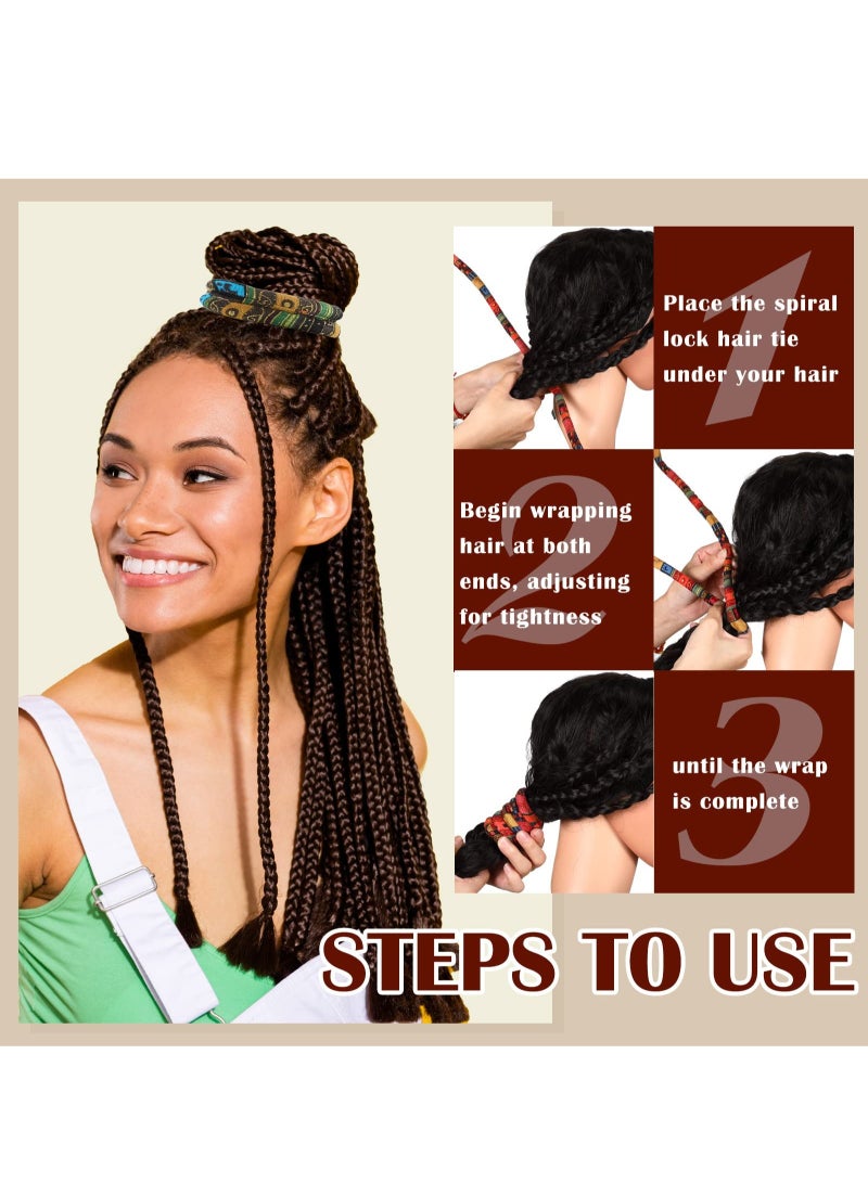 Excefore Spiral Lock Hair Tie Dreadlock Accessory, Bendable Hair Ties Long, Bun Wrap Ponytail Wrap Tie Thick Curly for Women and Men Ponytail Holders(2 Pcs) - Image 3