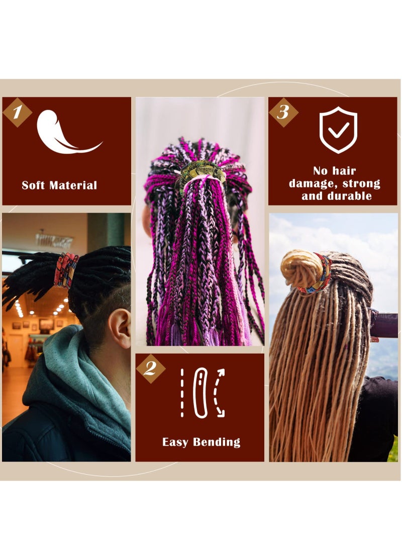 Excefore Spiral Lock Hair Tie Dreadlock Accessory, Bendable Hair Ties Long, Bun Wrap Ponytail Wrap Tie Thick Curly for Women and Men Ponytail Holders(2 Pcs) - Image 2