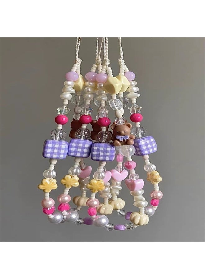NIBEMINENT Phone Charm/ Chain Strap for Women Girls, Teddy Bear Necklace Cell Phone Case Lanyard Wrist Strap - Image 2