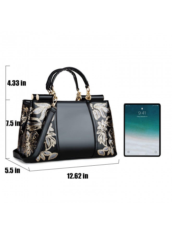Nevenka Nevenka Evening Handbags for Women Patent Leather Top Handle Purse Cross-Body Bag for Party Daily UseBlack - Image 3