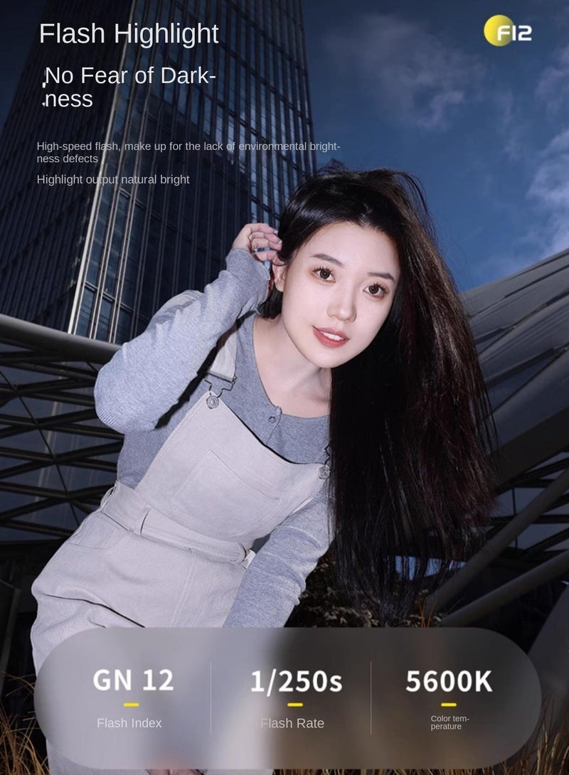 Ulanzi Portable F12Mini Camera Hot Shoe Flashlight – Retro Mini External Light with Automatic & Manual Modes, Compact 108g Design, 5600K Color Temperature, Type-C Charging, 1200mAh Battery, 1/250s Flash Rate - Image 5