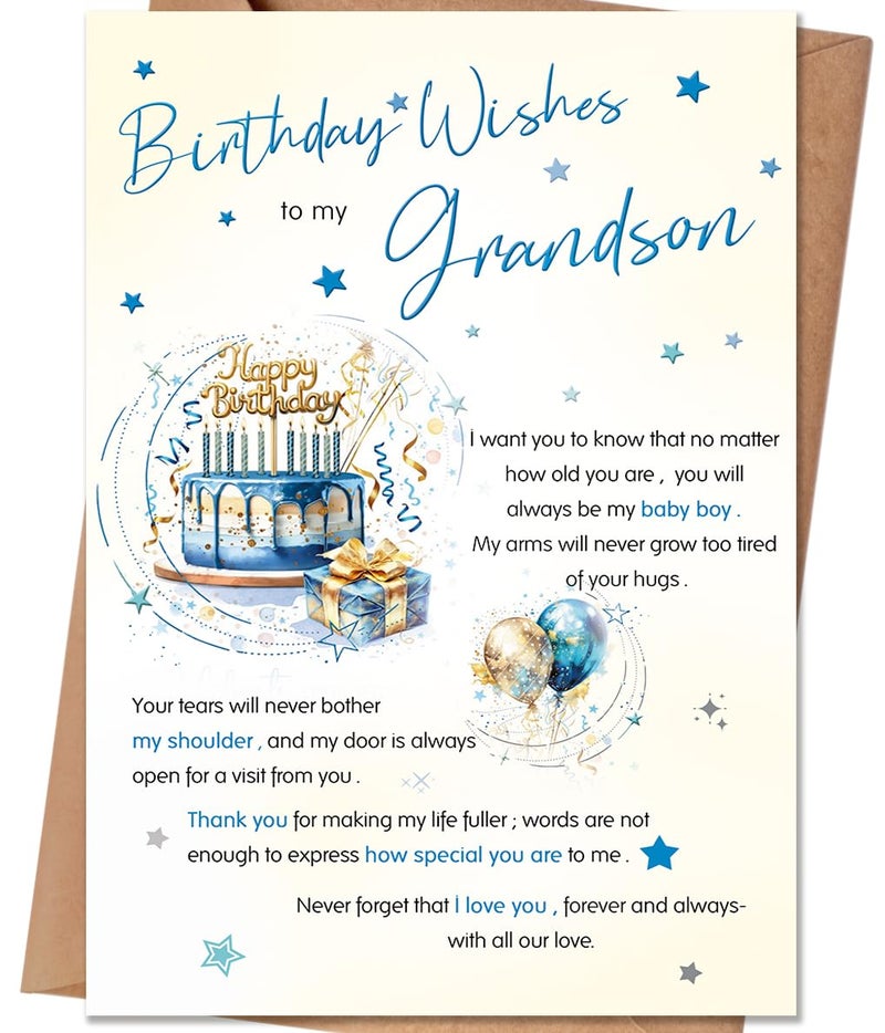 HEJOYN Birthday Card for Grandson, Grandson Birthday Gifts from Grandparents - Image 1