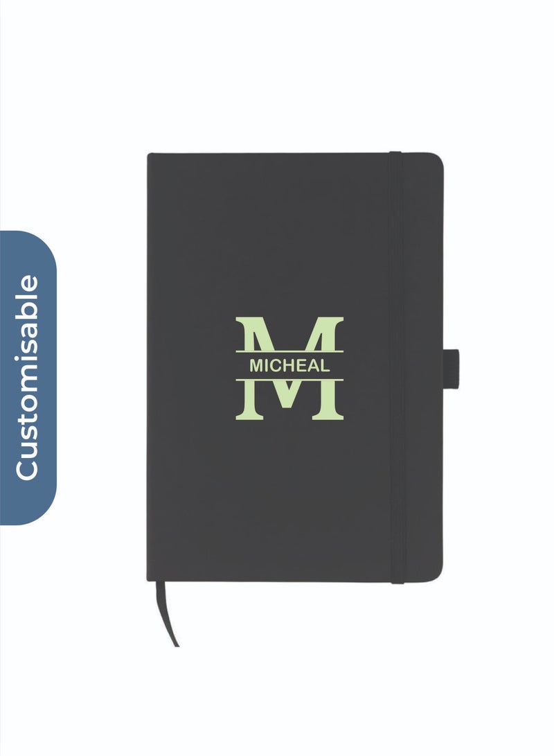 giftology Personalised JURSI - Giftology A5 PU Notebook with Pen Loop - Black - Image 1