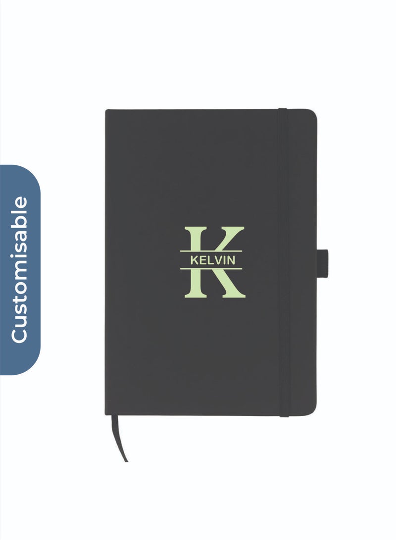 giftology Personalised JURSI - Giftology A5 PU Notebook with Pen Loop - Black - Image 2
