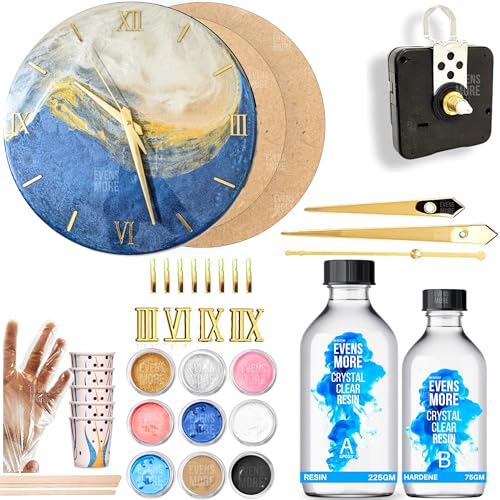Evens More DIY Resin Art Clock Making Kit - Resin, 12" Round MDF Sheet, Pigments, Clock Machine, and More - Image 1