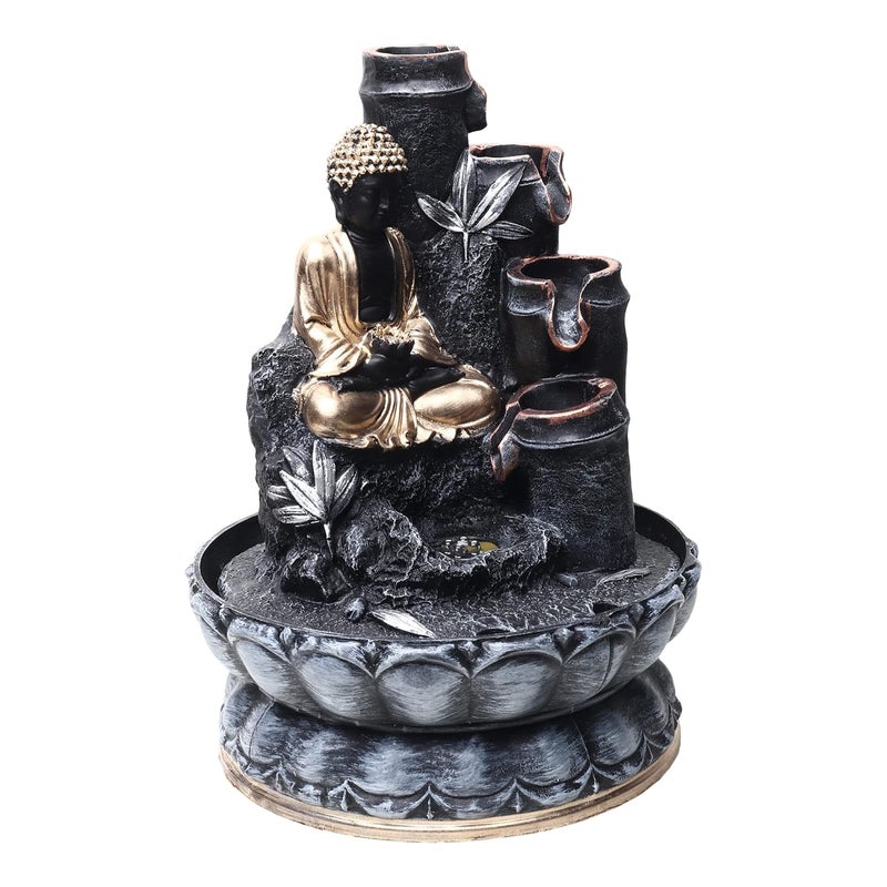 VIVARS Resin Buddha Water Fountain with LED Light 3Tier Indoor Water Fountain for Home Decor Decoration Showpiece Black - Image 5