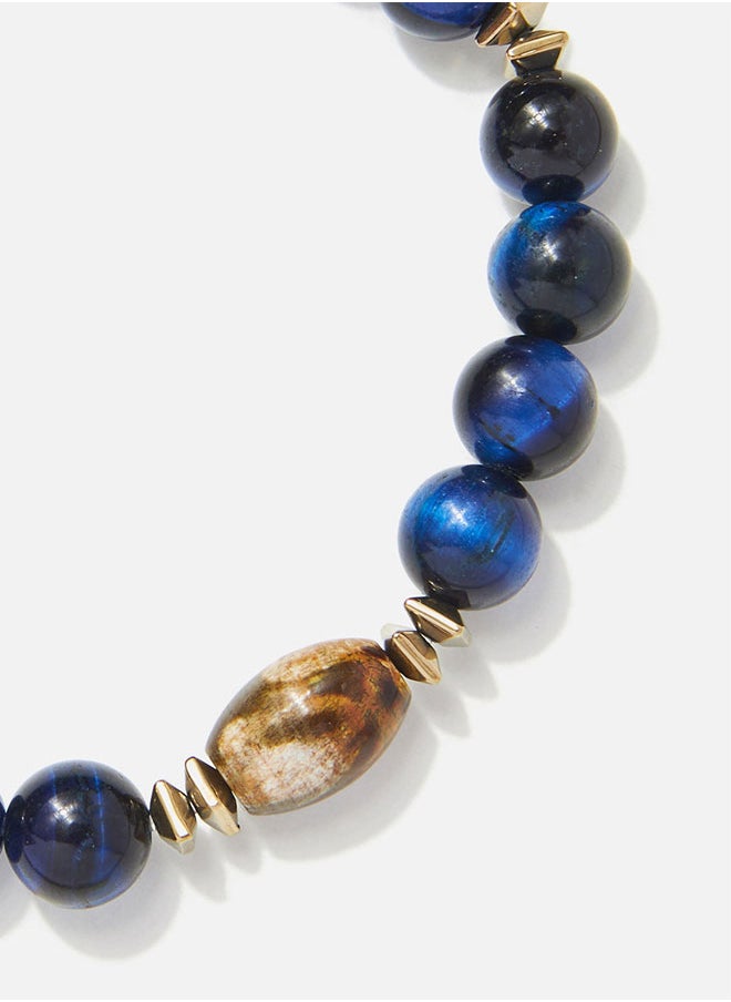 CHRYSOSTOMOS Handmade Beaded Bracelet for Men with Glossy Tigerâ€™s Eye  - Image 2