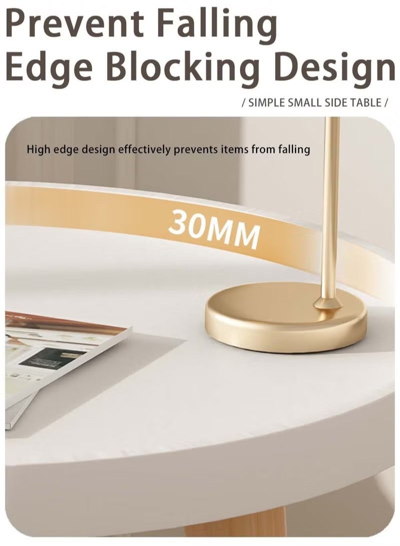 ميكسد طاولة قهوة مكونة من طبقتين، طاولة جانبية مستديرة متينة لغرفة النوم وغرفة الضيوف وطاولة زاوية بجانب السرير مع وظيفة تخزين لتزيين المكتب المنزلي 40 * 40 * 44 سم - Image 5