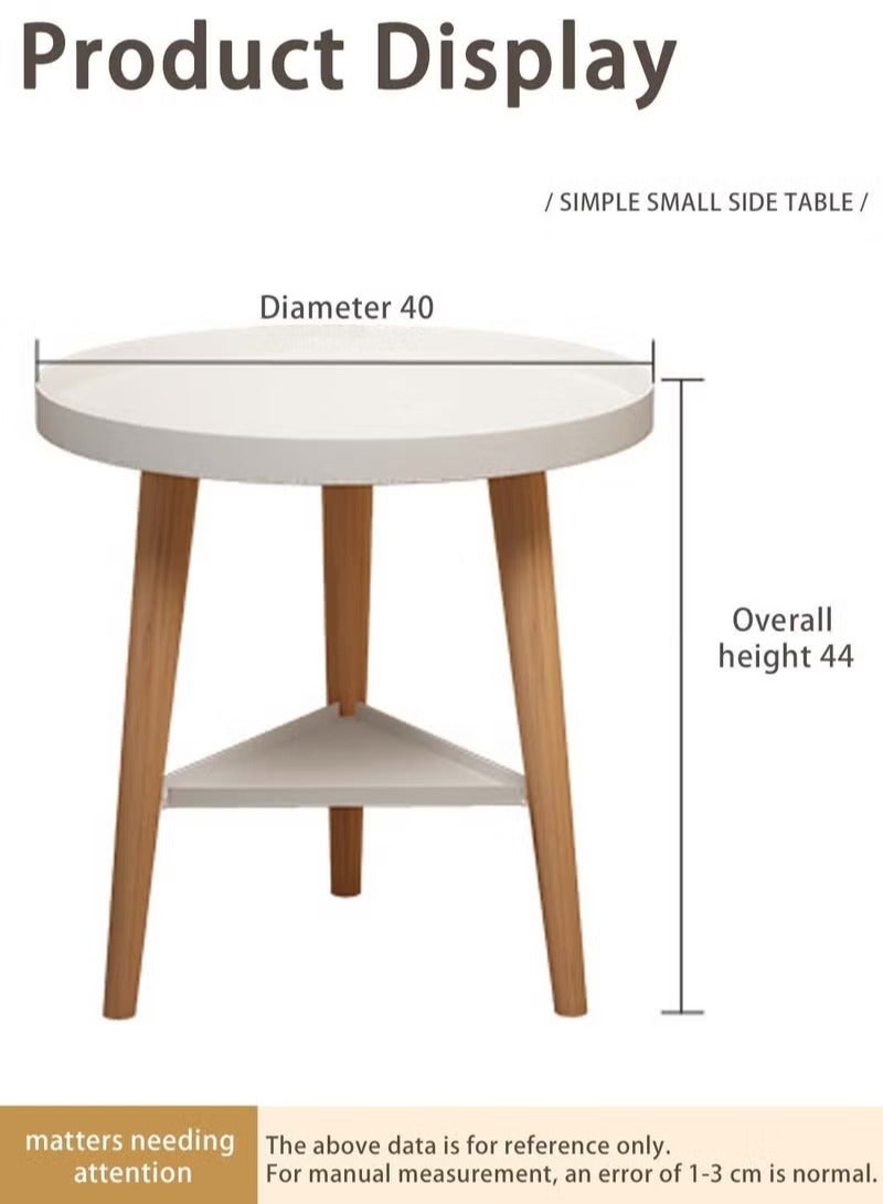 ميكسد طاولة قهوة مكونة من طبقتين، طاولة جانبية مستديرة متينة لغرفة النوم وغرفة الضيوف وطاولة زاوية بجانب السرير مع وظيفة تخزين لتزيين المكتب المنزلي 40 * 40 * 44 سم - Image 4