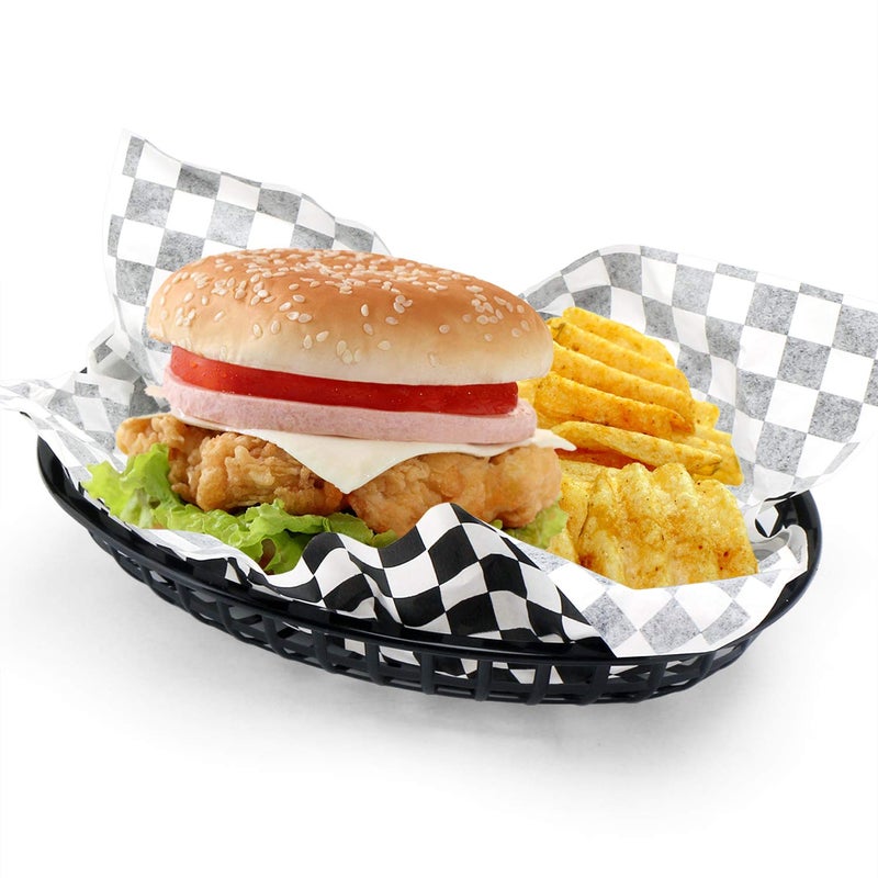 EUSOAR Plastic Oval Serving Baskets, 24pcs, 9.4x6x1.5in, Black, Modern Kitchen Storage, Picnic, Burgers, Sandwiches & Fries, Microwave & Dishwasher Safe - Image 2