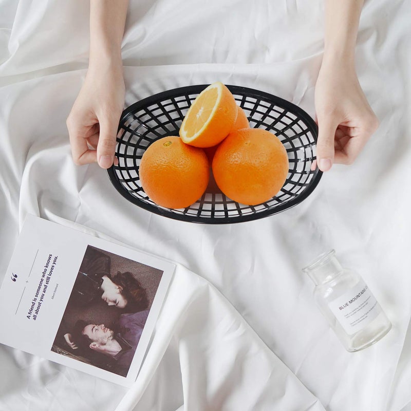 EUSOAR Plastic Oval Serving Baskets, 24pcs, 9.4x6x1.5in, Black, Modern Kitchen Storage, Picnic, Burgers, Sandwiches & Fries, Microwave & Dishwasher Safe - Image 3