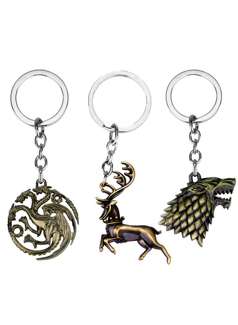 مجموعة ميداليات لعبة العروش، 3 قطع، معدن عالي الجودة، إكسسوارات GOT