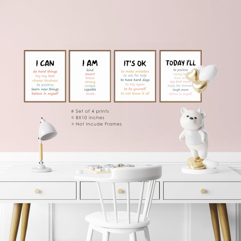 BESERH Positive Affirmation Wall Decor, Inspirational Motivational Quote Wall Art Prints Posters for Classroom Kids Room Nursery Playroom, 8x10 Inches Set of 4 Unframed - Image 3