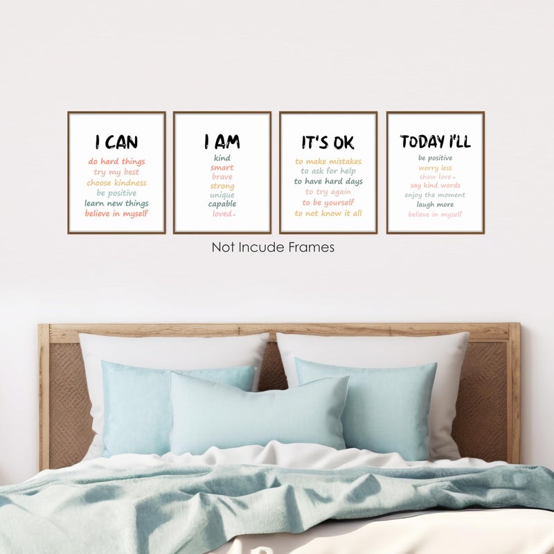 BESERH Positive Affirmation Wall Decor, Inspirational Motivational Quote Wall Art Prints Posters for Classroom Kids Room Nursery Playroom, 8x10 Inches Set of 4 Unframed - Image 5