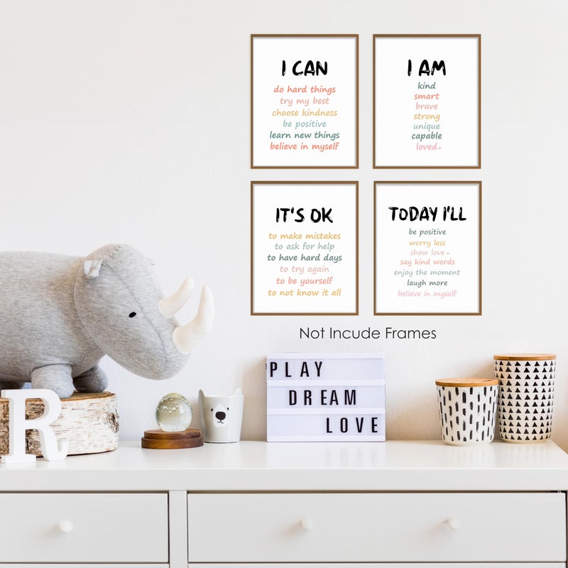 BESERH Positive Affirmation Wall Decor, Inspirational Motivational Quote Wall Art Prints Posters for Classroom Kids Room Nursery Playroom, 8x10 Inches Set of 4 Unframed - Image 4