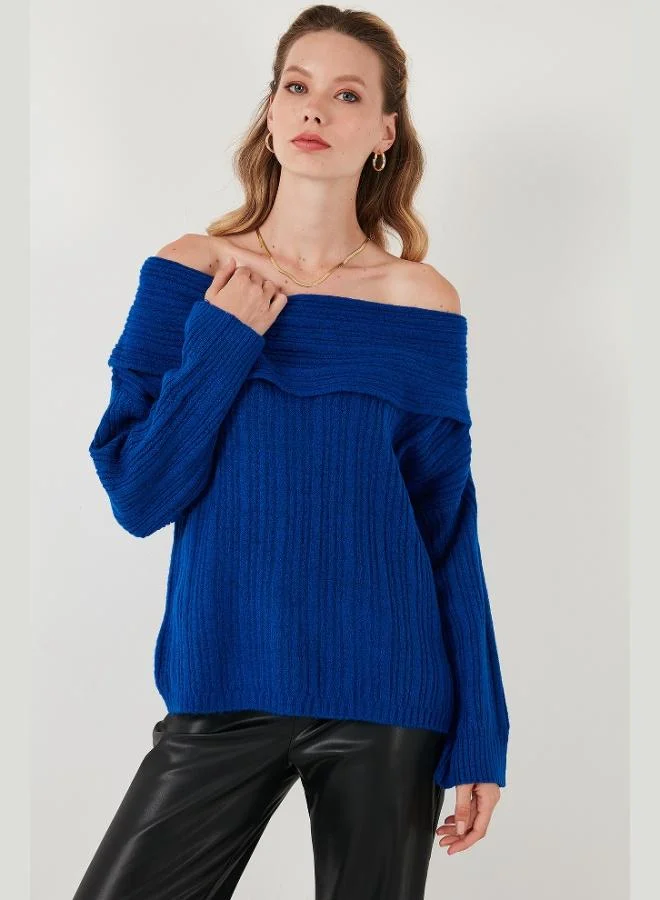 ليلا كنزة نسائية بياقة مادونا من ليلا مقاس كبير