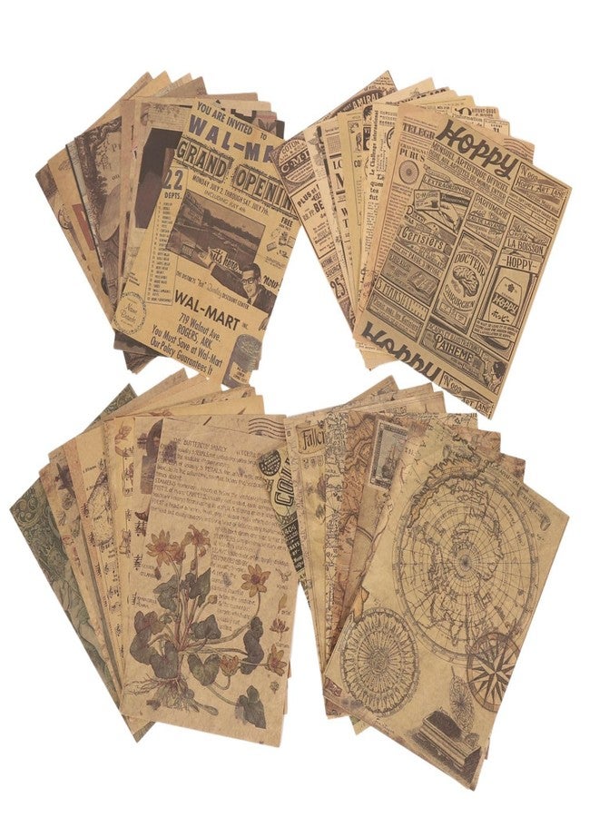 OBUJOPAL Vintage Scrapbook Paper, 40Pcs Craft Paper Old Map Sheet Music Newspaper Design for Junk Journal Collage Card Making Envelopes DIY Project Decoration, A5 - Image 2