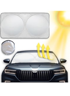 AMROAH Car Windshield Sun Shade, Foldable Reflector Sunshade Offers Ultimate Protection for Car Interior, Cool Reflective Sun Blocker, UV Rays and Heat Sun Visor Protector, Medium (79*150cm)  - Image 1