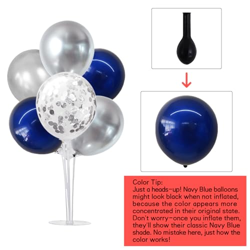 TONIFUL 6 Set Navy Blue Silver Balloon Centerpieces for TableBalloon Arch Kit for Graduation Decorations 2026 Class of 2026 Party DecorationsNew YearAnniversaryRetirementBirthday Decoration - Image 5
