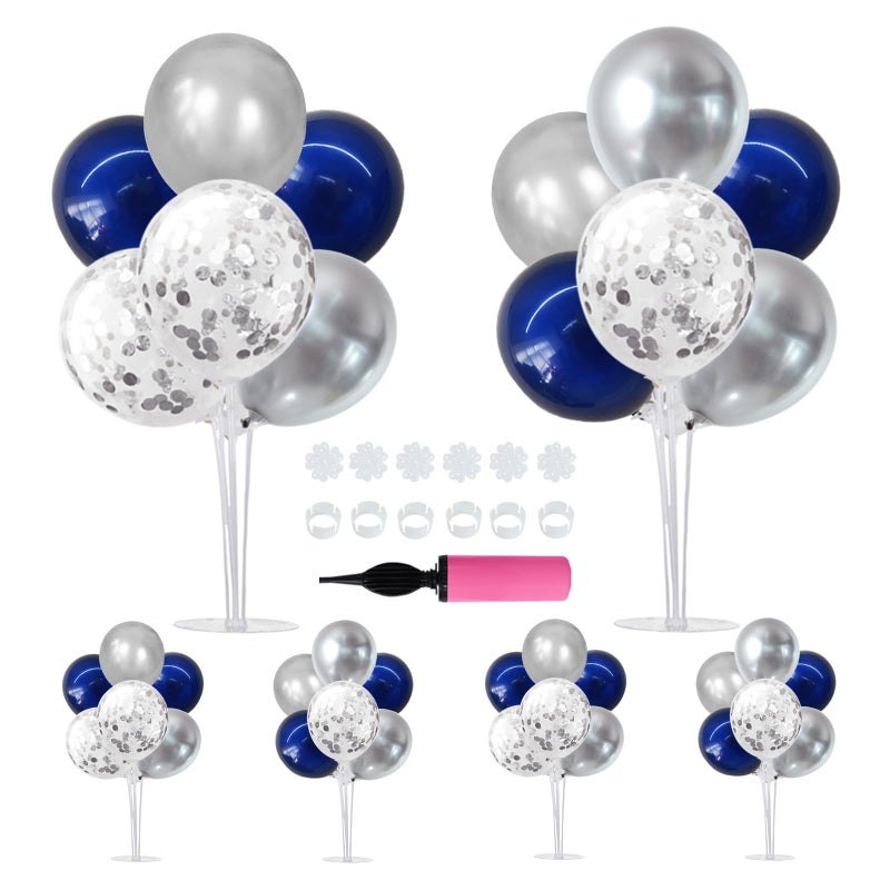 TONIFUL 6 Set Navy Blue Silver Balloon Centerpieces for TableBalloon Arch Kit for Graduation Decorations 2026 Class of 2026 Party DecorationsNew YearAnniversaryRetirementBirthday Decoration - Image 2