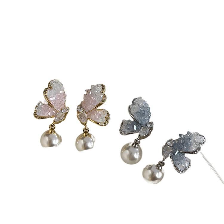 Silver Pearl Earrings with Rhinestone Detail and Lightweight Huggie Profile for Daily Wear and Elegant Styling - JOVA - Image 2