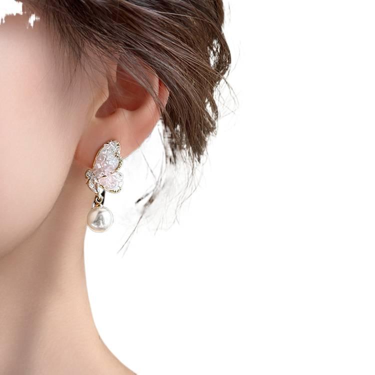 Silver Pearl Earrings with Rhinestone Detail and Lightweight Huggie Profile for Daily Wear and Elegant Styling - JOVA - Image 4