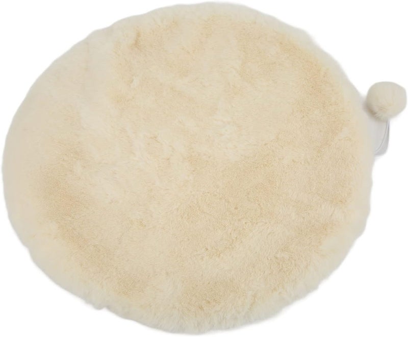 Round Pet Sleeping Mat, Round Pet Bed Mat with Small Ball Toy, Soft Imitation Rabbit Wool Indoor Outdoor Pet Sleeping Pad for Cats and Small Dogs, Non Slip Bottom, 4cm (Cheese White) - Image 1