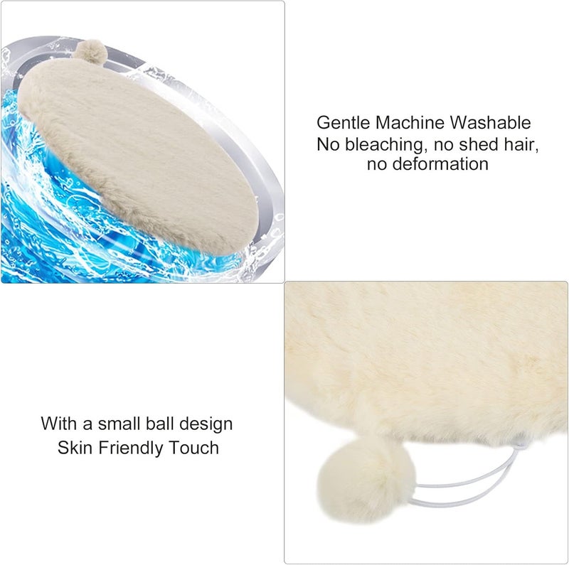 Round Pet Sleeping Mat, Round Pet Bed Mat with Small Ball Toy, Soft Imitation Rabbit Wool Indoor Outdoor Pet Sleeping Pad for Cats and Small Dogs, Non Slip Bottom, 4cm (Cheese White) - Image 4