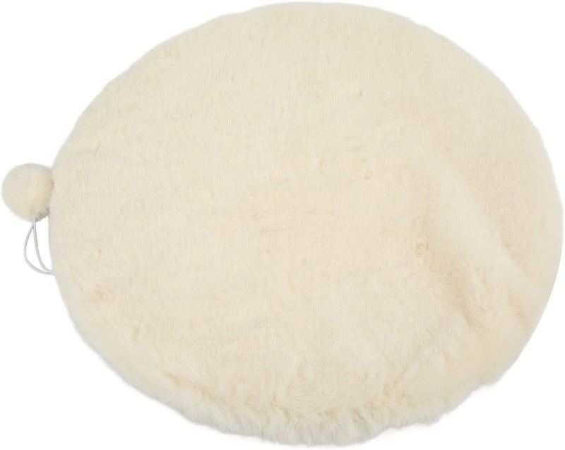 Round Pet Sleeping Mat, Round Pet Bed Mat with Small Ball Toy, Soft Imitation Rabbit Wool Indoor Outdoor Pet Sleeping Pad for Cats and Small Dogs, Non Slip Bottom, 4cm (Cheese White) - Image 3