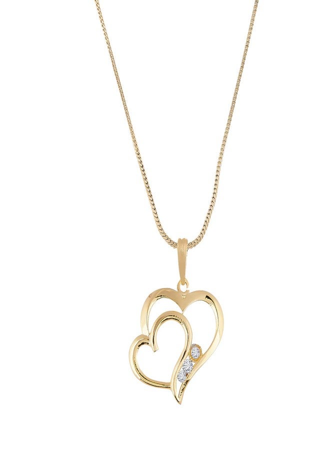 KENNICE Gold-Plated American Diamond Heart Shaped Trendy Pendant for Girls & Women - Image 1