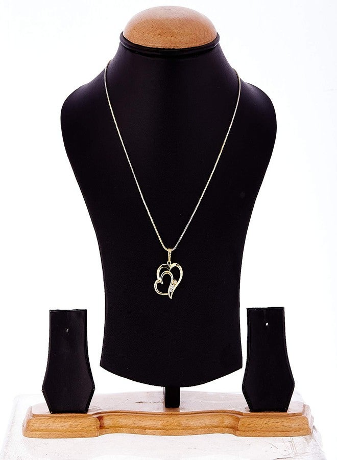 KENNICE Gold-Plated American Diamond Heart Shaped Trendy Pendant for Girls & Women - Image 2