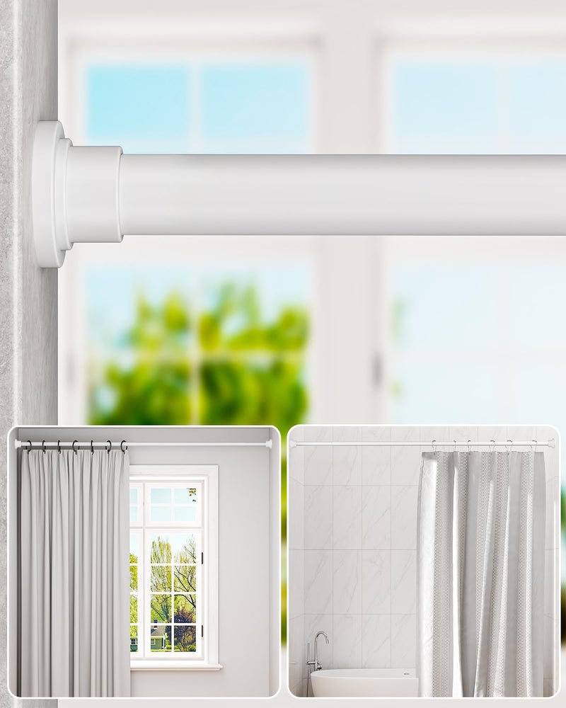 ALLZONE Shower Curtain Rod Tension No Drill, 42-83 Inches,Heavy Duty Tension Curtain Rod, Rustproof Shower Rods for Bathroom, Adjustable Spring Tension Rods for Windows,White - Image 1