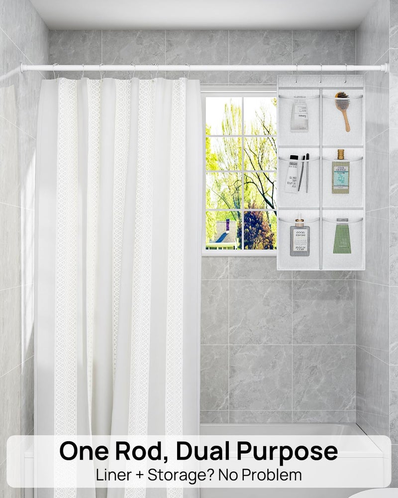 ALLZONE Shower Curtain Rod Tension No Drill, 42-83 Inches,Heavy Duty Tension Curtain Rod, Rustproof Shower Rods for Bathroom, Adjustable Spring Tension Rods for Windows,White - Image 5