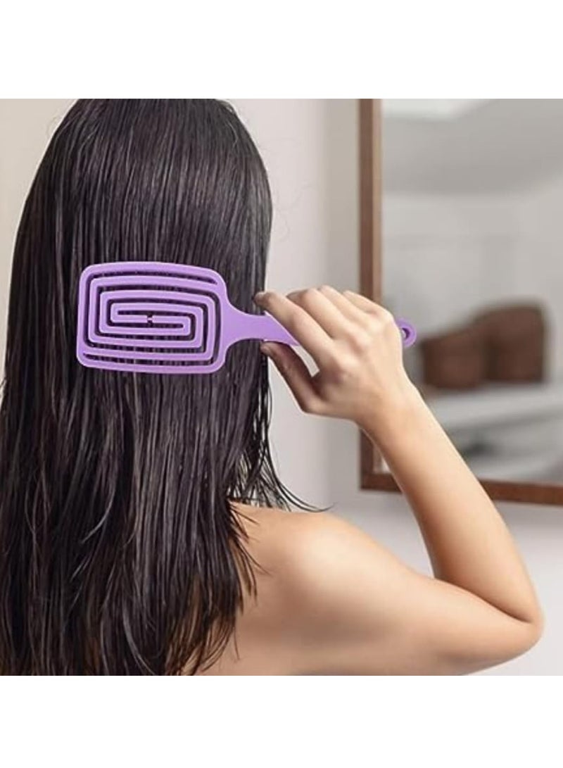 إسكدنيا فرشاة شعر تهوية منحنية، فرشاة تدليك من النايلون مضاد للاستاتيكية، مجفف نفخ فرشاة تصفيف الشعر أدوات التصفيف (بنفسجي) - Image 4