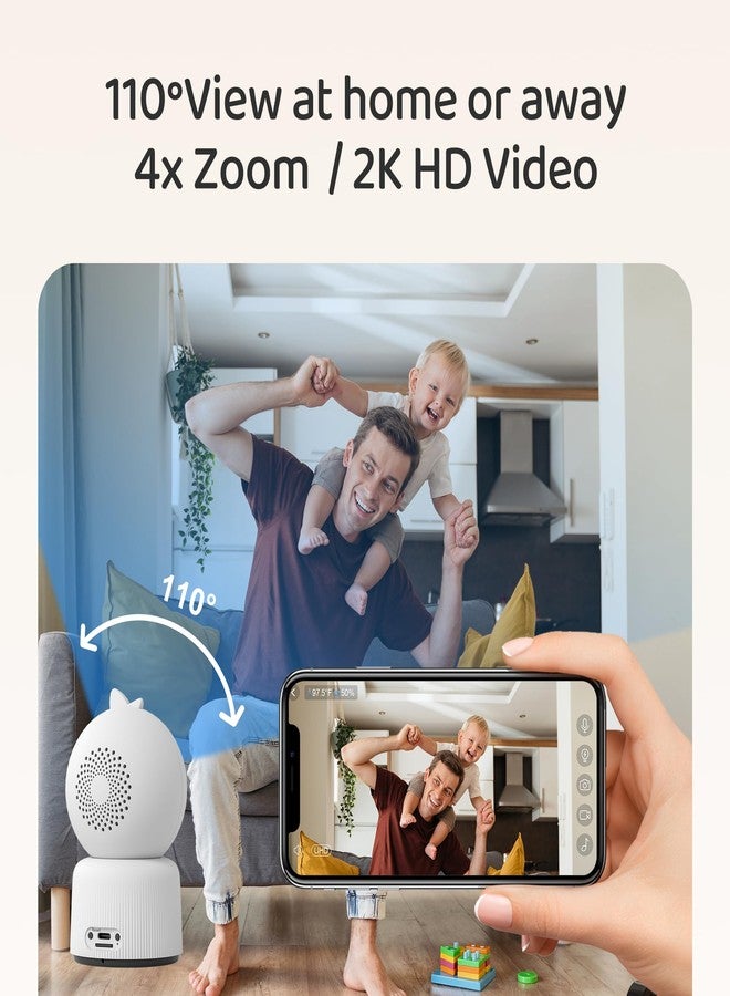 Cheego Orange 1296p HD Smart Baby Monitor with Camera and Audio, 2-Way Talk, Lullabies, Night Vision, Humidity & Temp, Multicolor Night Lamp, Includes SD Card, Free A.I. App, Secure Wi-Fi Video Camera - Image 3