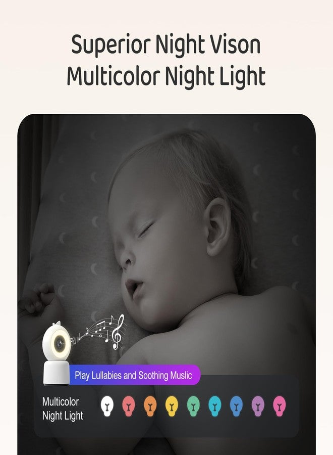 Cheego Orange 1296p HD Smart Baby Monitor with Camera and Audio, 2-Way Talk, Lullabies, Night Vision, Humidity & Temp, Multicolor Night Lamp, Includes SD Card, Free A.I. App, Secure Wi-Fi Video Camera - Image 4