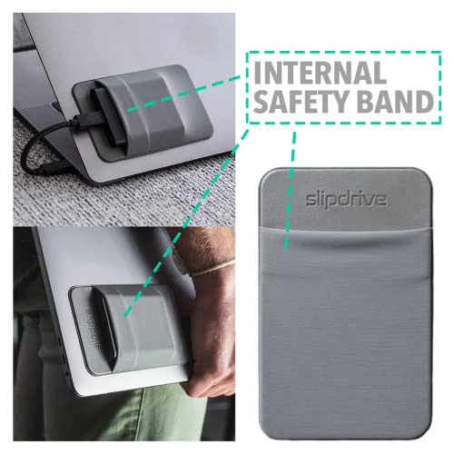 Slipdrive - Portable Hard Drive Sleeve for Laptop - SSD Solid State Drive - Reusable Adhesive - 5” x 3.2” Stick on External Hard Drive Carrying Case - Travel Pocket Pouch (Small, Gray) - Image 5