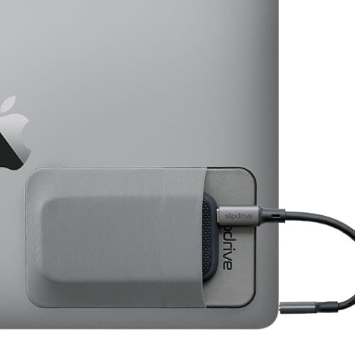 Slipdrive - Portable Hard Drive Sleeve for Laptop - SSD Solid State Drive - Reusable Adhesive - 5” x 3.2” Stick on External Hard Drive Carrying Case - Travel Pocket Pouch (Small, Gray) - Image 1