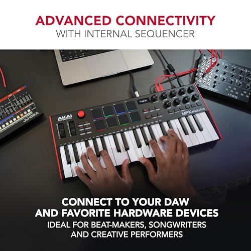 Akai Professional MPK Mini Plus - USB MIDI Keyboard Controller with 37 Mini Keys, 8 MPC Pads, Sequencer, MIDI/CV/Gate I/O, Music Production Software and Native Instruments Sound Package - Image 3