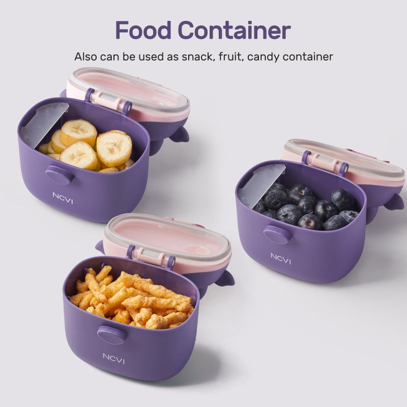 NCVI حافظة حليب الأطفال NCVI للسفر، حاوية الحليب للسفر، حامل الحليب للسفر، نزهة خارجية مع الرضيع، حاوية محمولة لحليب البودرة، الوجبات الخفيفة، الحلوى، الفواكه (بنفسجي) - Image 5
