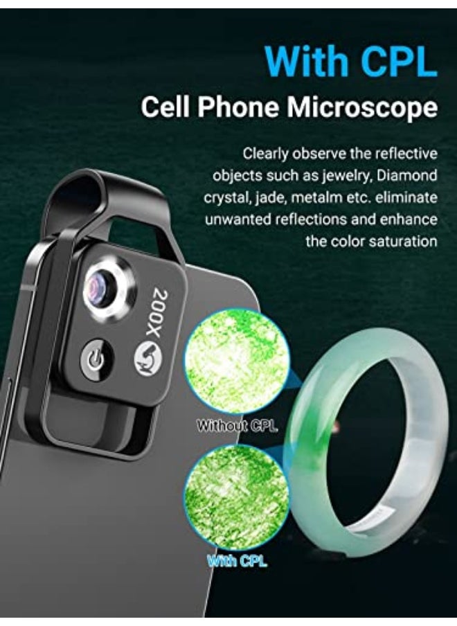 Generic 200X Phone Mini Pocket Microscope with LED Light/Universal Clip, Nano Zoom Portable Digital Microscope Camera Attachments for 99% Smartphone, Microworld for Kids Adults  - Image 3