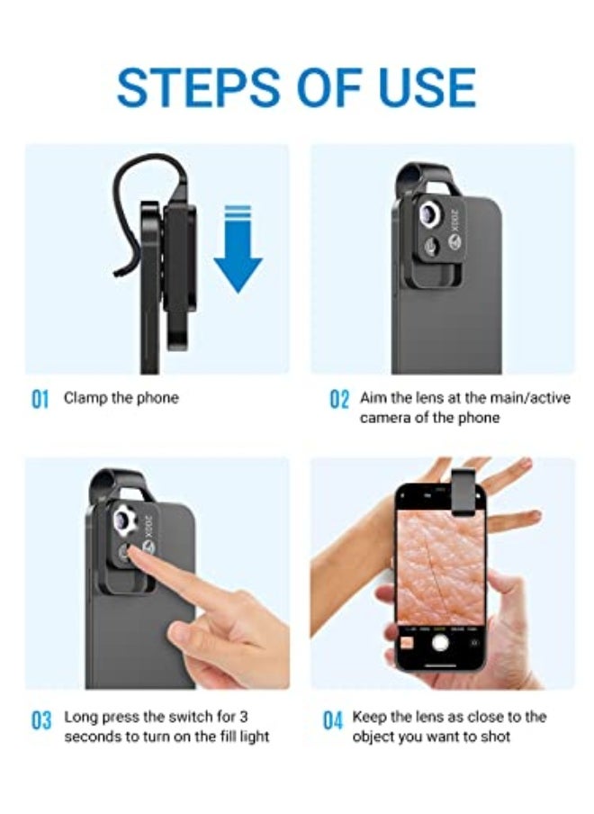Generic 200X Phone Mini Pocket Microscope with LED Light/Universal Clip, Nano Zoom Portable Digital Microscope Camera Attachments for 99% Smartphone, Microworld for Kids Adults  - Image 5