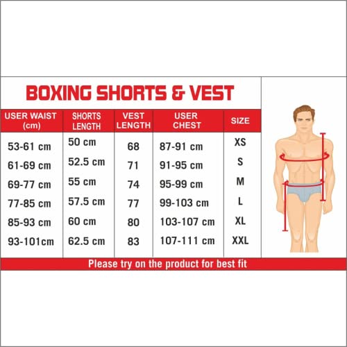 USI UNIVERSAL Boxing Dress for Men, Boxing Uniform Sleeveless Vest & Shorts Set, Boxing Dress for Training Punching, Sparring Fitness Gym Kickboxing Shorts Men (Red, Size 34) - Image 5