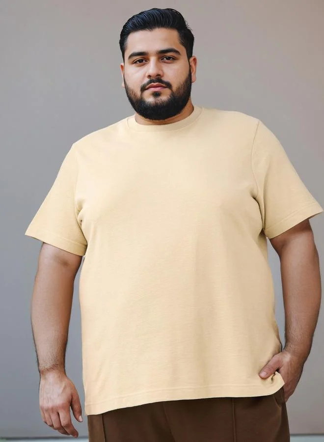 Maxim Plus Size Jacquard Textured Crew Neck T-shirt