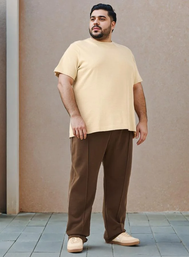 Maxim Plus Size Jacquard Textured Crew Neck T-shirt