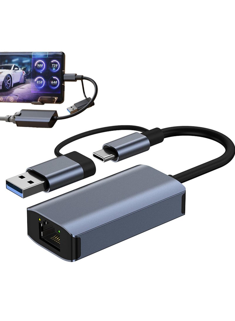 USB C Ethernet Adapter, Fast USB to Ethernet, Type-C to RJ45 Adapter Work for MacWindows, Network Adapter USB Ethernet Adapter for Laptop Tablets and Computers