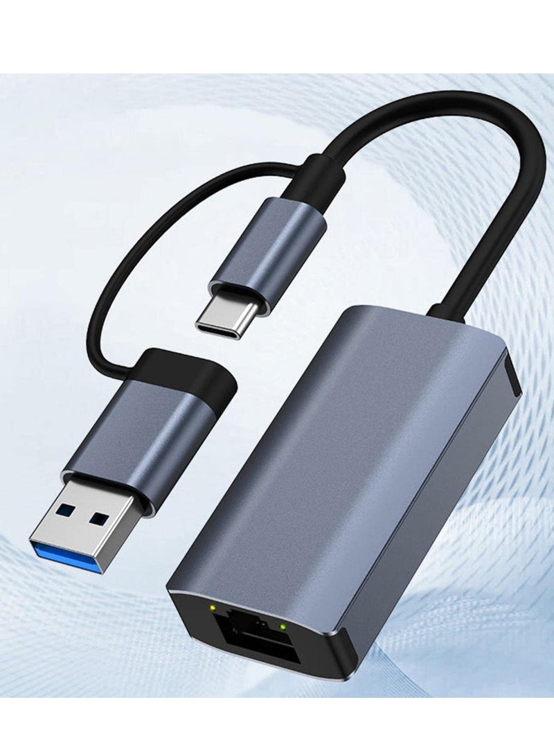 USB C Ethernet Adapter, Fast USB to Ethernet, Type-C to RJ45 Adapter Work for MacWindows, Network Adapter USB Ethernet Adapter for Laptop Tablets and Computers