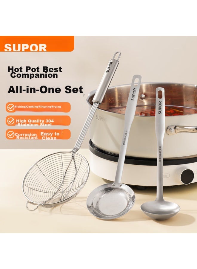 SUPOR Supor Soup Ladle Set, Three-piece Set, Includes Soup Ladle, Strainer Ladle, And Skimmer Ladle, Hot Pot Companion, Tk23023e  - Image 1
