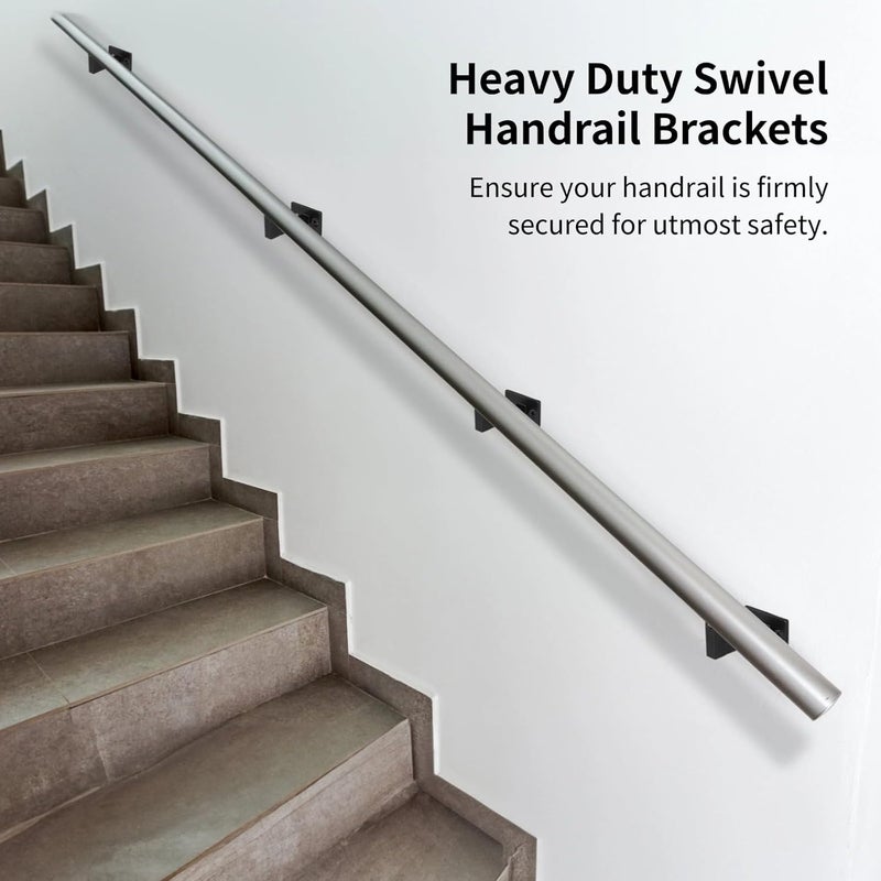 Heavy Duty Adjustable Stair Handrail Brackets 4 Piece Set Black Indoor Outdoor Use - Image 4
